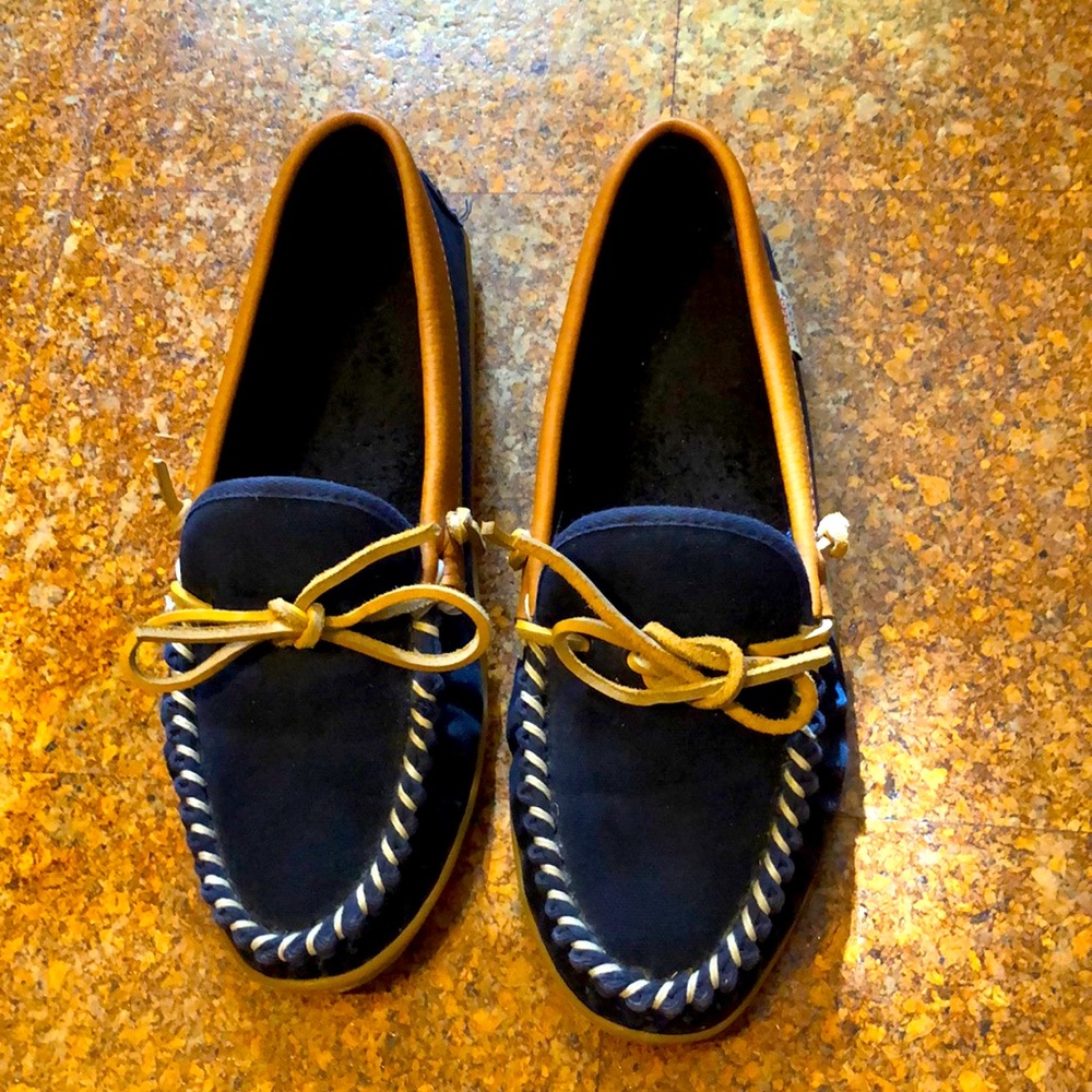Mens Navy and Tan Zerostress Loafers Deckshoes 9B